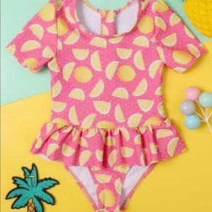 Cute size 5-6 Toddler girl lemon one piece swim